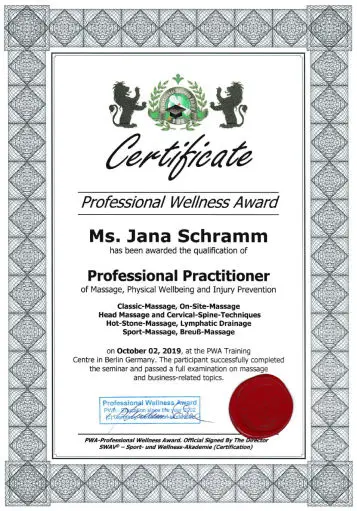 Jana Schramm Professional practicioner certificate